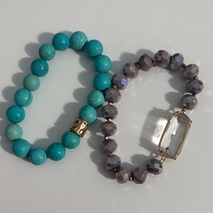 Turquoise and Purple Beaded Bracelet Set